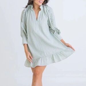 Karlie green and white striped dress